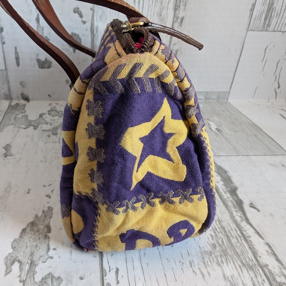 Patchwork Handbag With Brown Handles - image 5